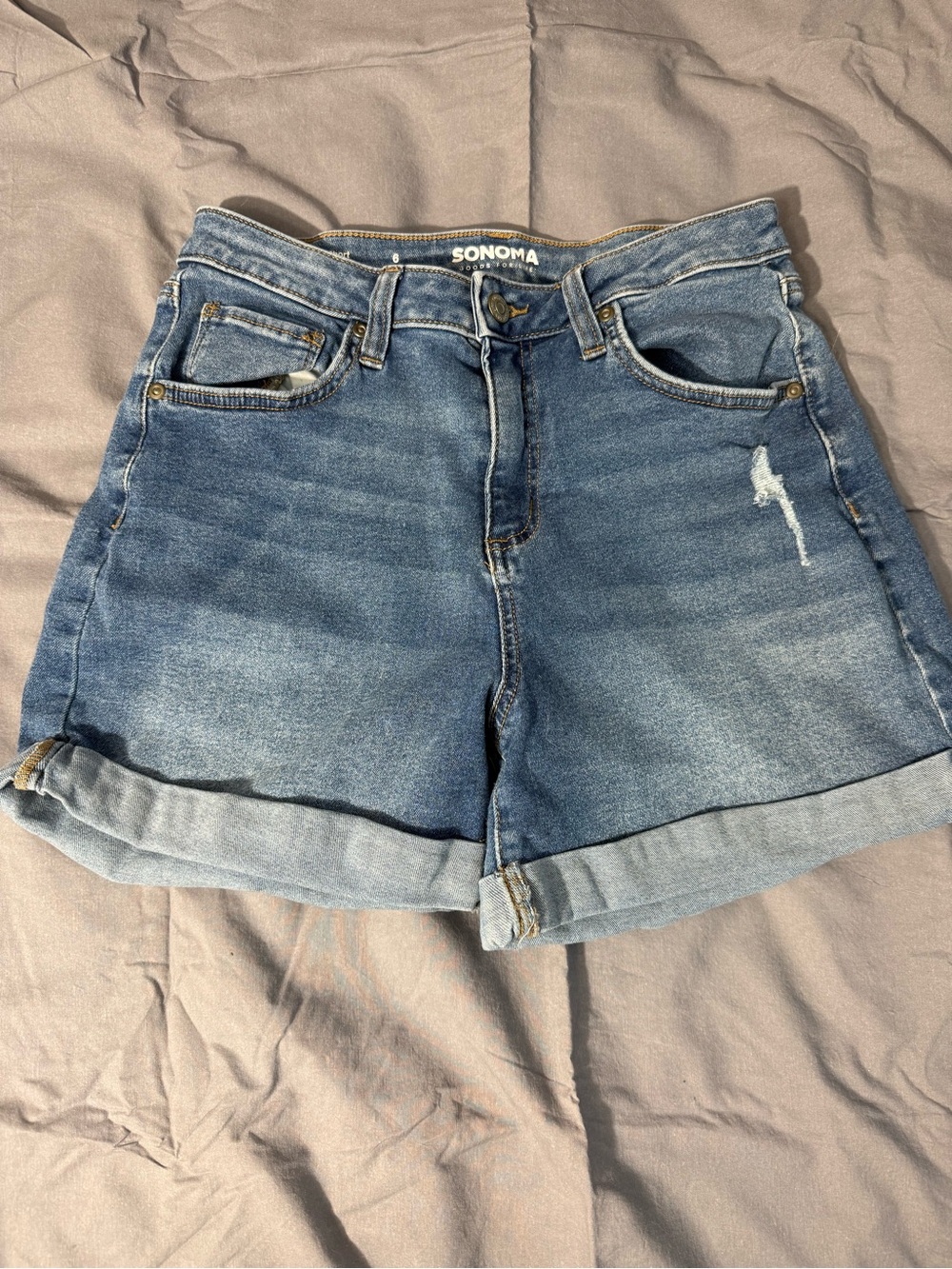 Sonoma Blue Denim Roll-Cuff Jean Shorts